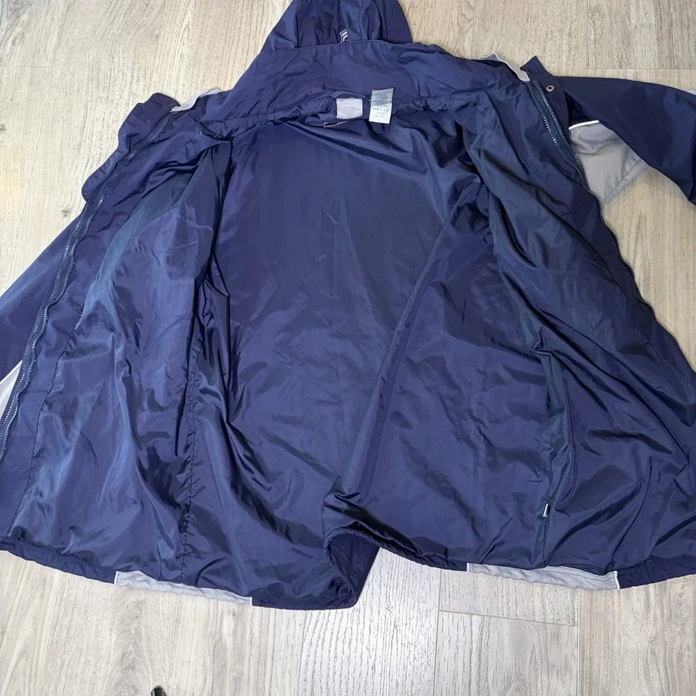 FILA Blue‎ Gray Ski Snowboard Reflective Hooded Jacket Coat Men's XXL Vintage